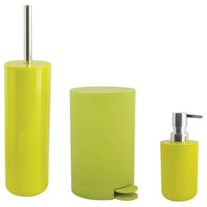 MSV Badkameraccessoire Moods - pedaalemmer - beker - zeeppompje - lime/appel groen - kunststof - Badkameraccessoireset