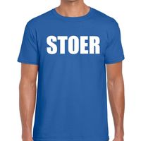 Stoer tekst t-shirt blauw heren - thumbnail