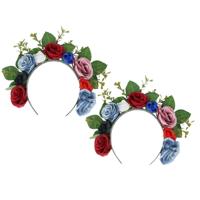 Day of the Dead verkleed diadeem - gekleurde bloemen - dames - tiara - Halloween