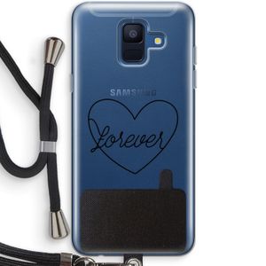 Forever heart black: Samsung Galaxy A6 (2018) Transparant Hoesje met koord