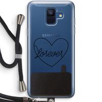 Forever heart black: Samsung Galaxy A6 (2018) Transparant Hoesje met koord