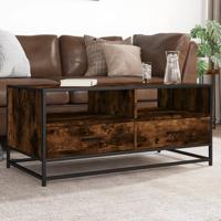 Salontafel 100x50x45 cm bewerkt hout en metaal gerookt eiken