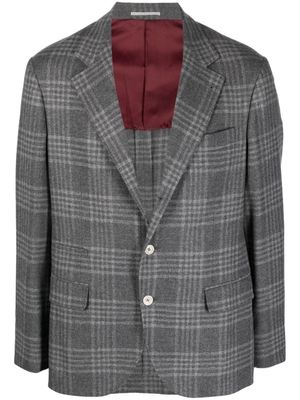 Brunello Cucinelli blazer en laine mélangée à carreaux - Gris