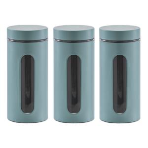 Zeller keuken Voorraadpot - 5x - met venster - eucalyptus groen - 1200 ml - D9.5 x 22cm