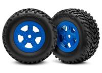 Traxxas - Tires and wheels, ass, glued (SCT blue wheels, SCT off-road (TRX-7674) - thumbnail