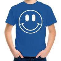 Verkleed T-shirt voor jongens - Smile Emoticon - blauw - carnaval - feestkleding voor kinderen