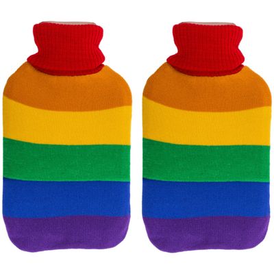 Warmwater kruik - 2x - Pride/regenboog thema kleuren - 2 liter - 18 x 34 cm