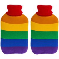 Warmwater kruik - 2x - Pride/regenboog thema kleuren - 2 liter - 18 x 34 cm