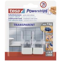 tesa POWERSTRIPS® Zelfklevende haak Large Transparant, Wit Inhoud: 2 stuk(s) - thumbnail