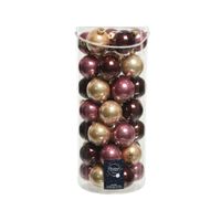 49x stuks glazen kerstballen roze/lichtbruin/donkerbruin 6 cm glans en mat - thumbnail