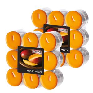 Geur theelichtjes/waxinelichtjes - 36x - Mango-Papaya aroma - 4,5 branduren