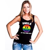 Regenboog emoticon Smile if you are gay mouwloos shirt/ tanktop zwart dames XL  - - thumbnail