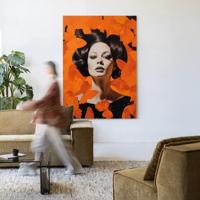 Urban Cotton Wandkleed 'Abby' 110 x 145cm in Frame - black