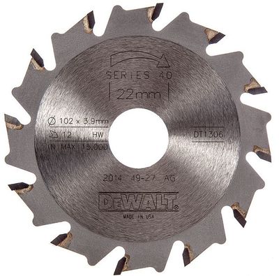 DeWalt Accessoires Lamellenfreeszaagblad, 102x3,9x22x12t, spaanbegrensd (t.b.v. DW682/DW685) - DT1306-QZ