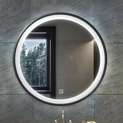 Badkamerspiegel Aloni Omega | 80 cm | Rond | Indirecte LED verlichting | Touch button | Zwart omlijsting