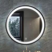 Badkamerspiegel Aloni Omega | 80 cm | Rond | Indirecte LED verlichting | Touch button | Zwart omlijsting