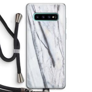 Gestreepte marmer: Samsung Galaxy S10 Plus Transparant Hoesje met koord