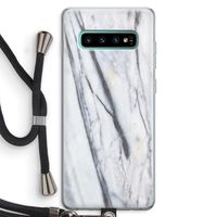 Gestreepte marmer: Samsung Galaxy S10 Plus Transparant Hoesje met koord