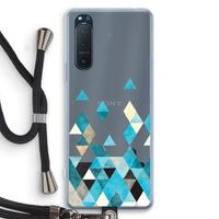 Gekleurde driehoekjes blauw: Sony Xperia 5 II Transparant Hoesje met koord