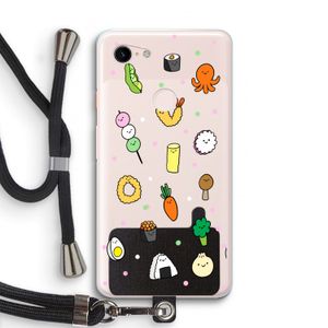 Happy bento friends: Pixel 3 XL Transparant Hoesje met koord