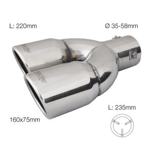 Simoni Racing Uitlaatsierstuk Dubbel Links Rond/Schuin RVS - 70xL220mm - Montage ->58mm SRTRX18L