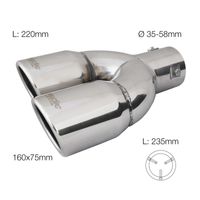 Simoni Racing Uitlaatsierstuk Dubbel Links Rond/Schuin RVS - 70xL220mm - Montage ->58mm SRTRX18L