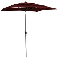 Parasol 3-laags met aluminium paal 2x2 m bordeauxrood - thumbnail