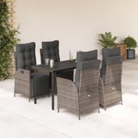 5-delige Tuinset met kussens poly rattan grijs