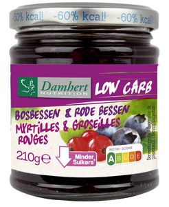 Damhert Low Carb Confituur bosbessen & rode bessen 210GR