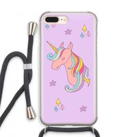 Roze eenhoorn: iPhone 8 Plus Transparant Hoesje met koord