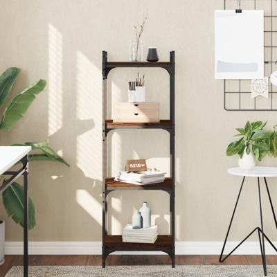 Boekenkast 4-laags 40x30x120 cm bewerkt hout bruin eikenkleur