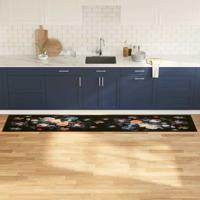 Keuken Mat Bloemen Zwart 300 x 60 cm Fluweel