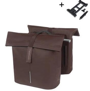 Basil Dubbele fietstas city mik 28-32 liter - roasted brown