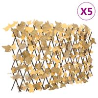 VidaXL Kunstplant esdoornblad latwerk 5st uittrekbaar 180x60 cm oranje