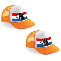 4x stuks holland leeuw supporter snapback cap/ truckers petje Koningsdag en EK / WK fans   - - thumbnail