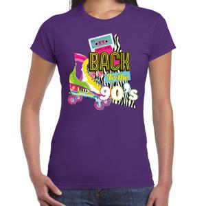 Verkleed T-shirt voor dames - back to the 90s - paars - jaren 90 - foute party - carnaval