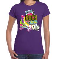 Verkleed T-shirt voor dames - back to the 90s - paars - jaren 90 - foute party - carnaval - thumbnail