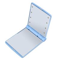 2 PC'S Lady cosmetische ijdelheid spiegel vouwen draagbare Pocket ingebouwde LED verlichting lampen (blauw)