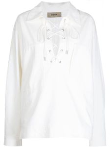 System blouse à détail de laçage - Blanc