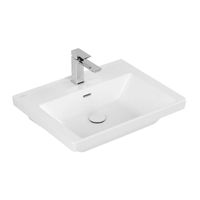 Wastafel Villeroy & Boch Subway 3.0 Met CeramicPlus 1 Kraangat Met Overloop 60x47x16.5 cm Stone White Villeroy & Boch