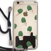 Cactusprint roze: iPhone 6 PLUS / 6S PLUS Transparant Hoesje met koord