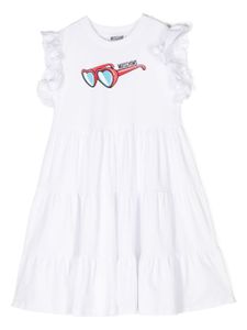 Moschino Kids robe imprimée à jupe superposée - Blanc