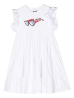 Moschino Kids robe imprimée à jupe superposée - Blanc