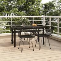 5-delige Tuinset poly rattan zwart
