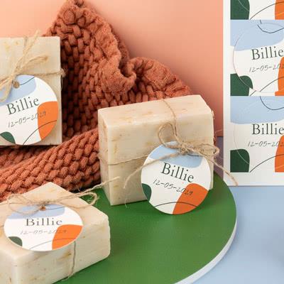 Zeepjes met rond label - set van 6