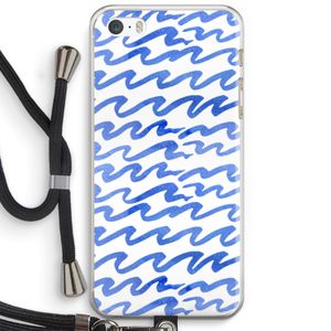 Blauwe golven: iPhone 5 / 5S / SE Transparant Hoesje met koord