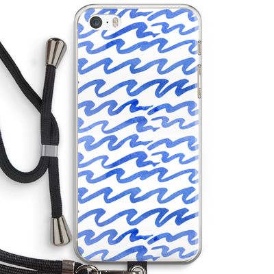 Blauwe golven: iPhone 5 / 5S / SE Transparant Hoesje met koord