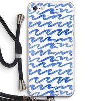 Blauwe golven: iPhone 5 / 5S / SE Transparant Hoesje met koord