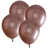 Verjaardag leeftijd ballonnen 40 jaar - 24x - rosegoud - 30 cm - Feestartikelen/versieringen