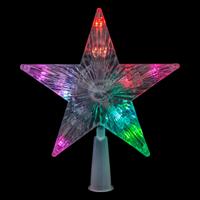 Kerst piek - ster - met gekleurde LED verlichting - H19 cm - kunststof - kerstboompiek Kerst piek - ster - met gekleurde LED verlichting - H19 cm - kunststof - kerstboompiek